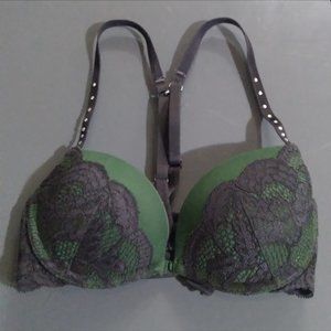 LaSenza Forest Green Bra with Crystal Studded Straps